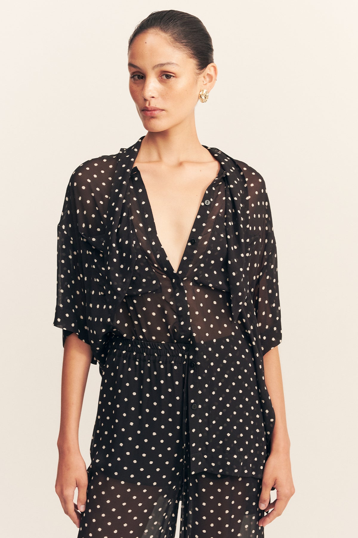SHONA JOY | HOUSTON SHORT SLEEVE NECK TIE SHIRT