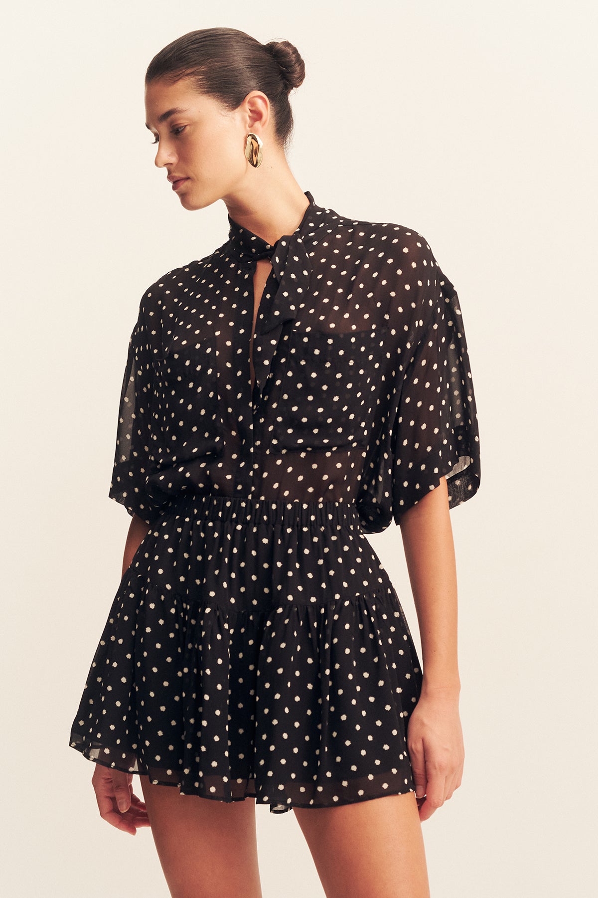 SHONA JOY | HOUSTON SHORT SLEEVE NECK TIE SHIRT