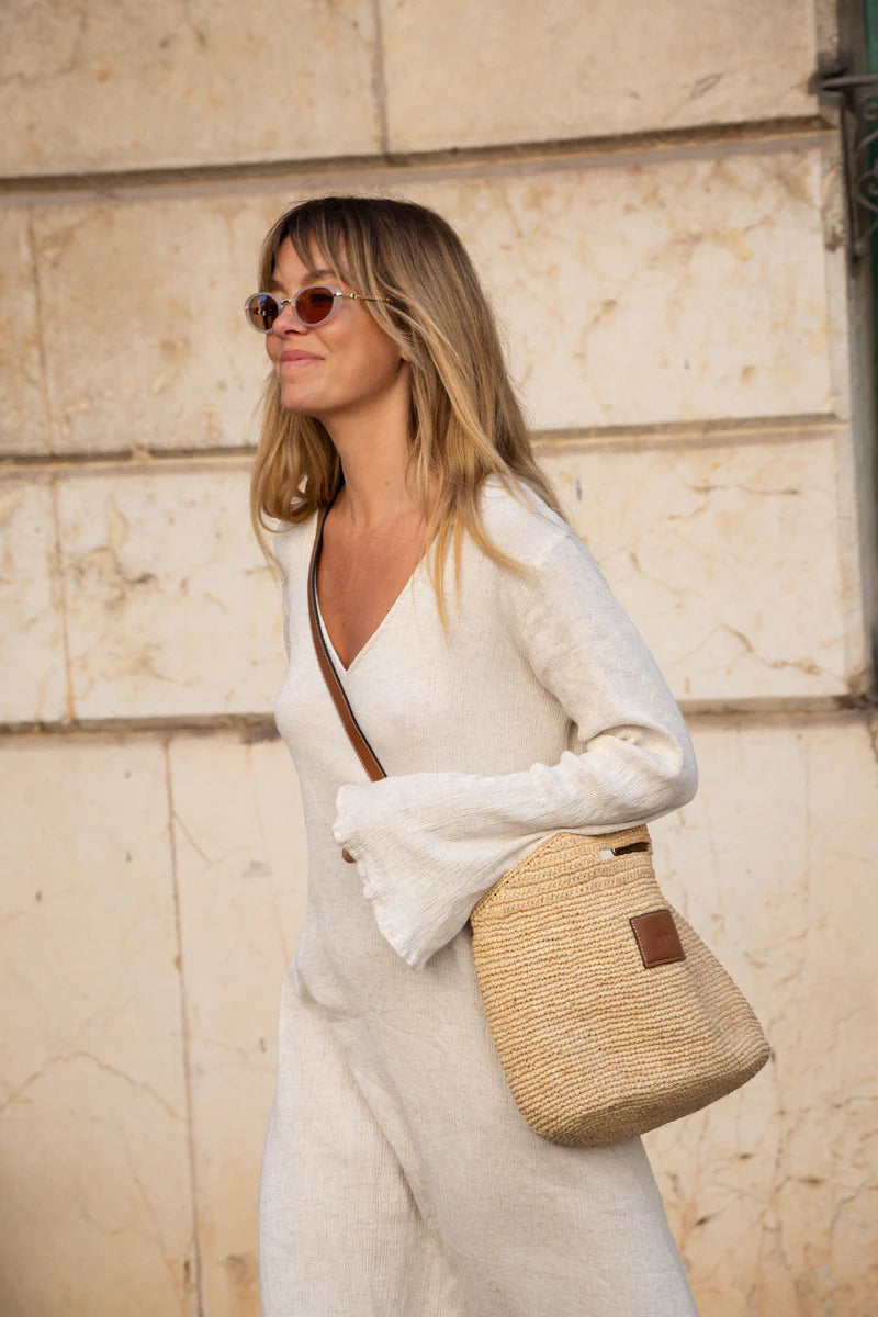 NIM | LEATHER TRIMMED RAFFIA BB