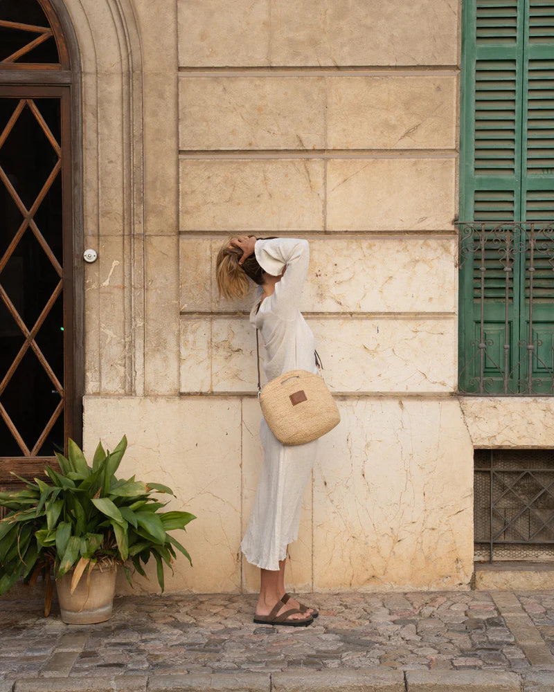 NIM | LEATHER TRIMMED RAFFIA BB