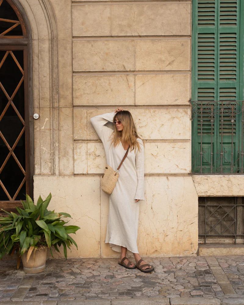 NIM | LEATHER TRIMMED RAFFIA BB