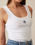 CERES LIFE | ZOE CONTOUR RIB SCOOP TANK - WHITE
