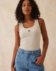 CERES LIFE | ZOE CONTOUR RIB SCOOP TANK - OATMEAL