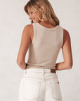 CERES LIFE | ZOE CONTOUR RIB SCOOP TANK - OATMEAL