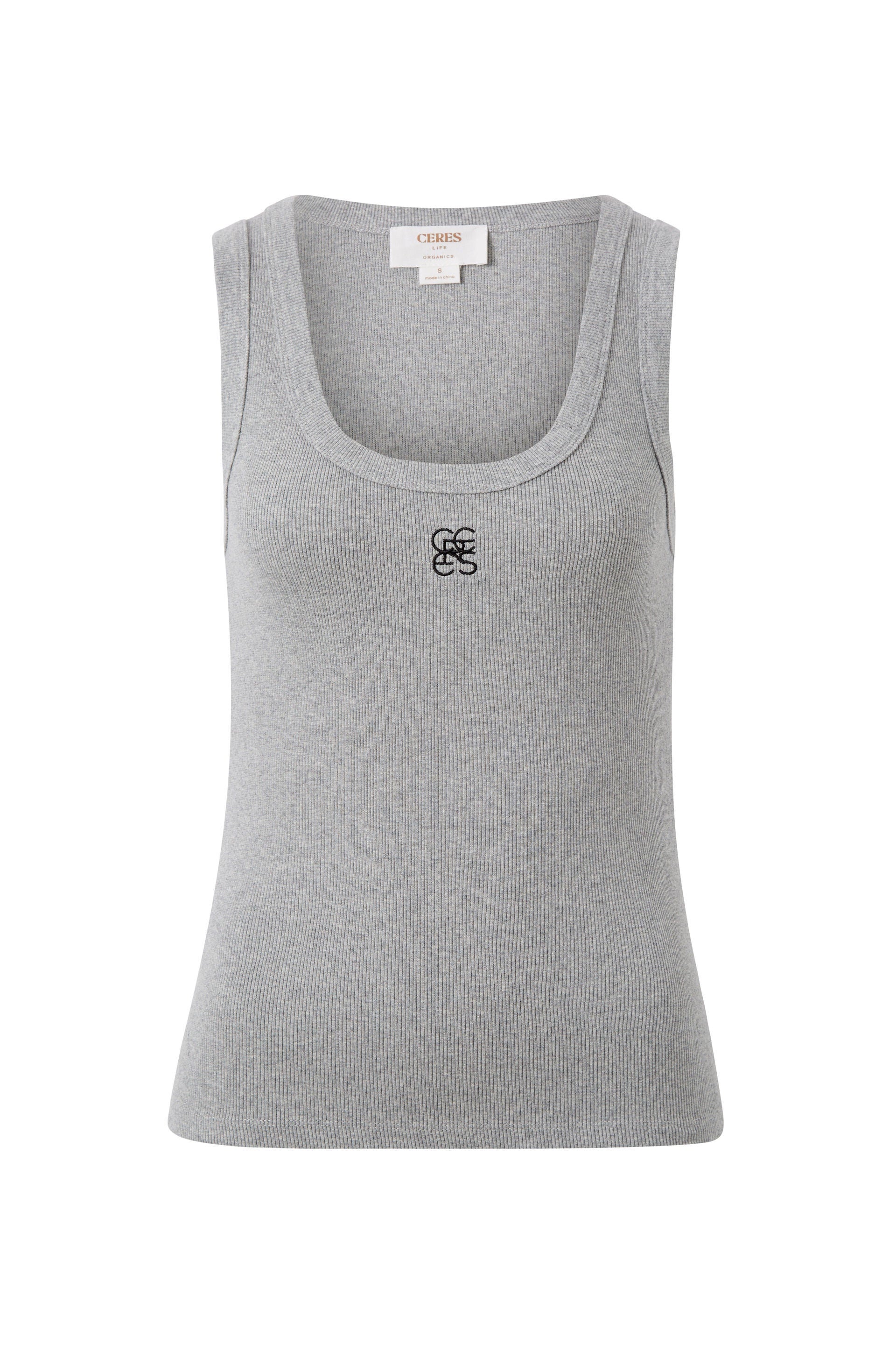 CERES LIFE | ZOE CONTOUR RIB SCOOP TANK - GREY