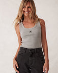 CERES LIFE | ZOE CONTOUR RIB SCOOP TANK - GREY