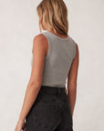 CERES LIFE | ZOE CONTOUR RIB SCOOP TANK - GREY