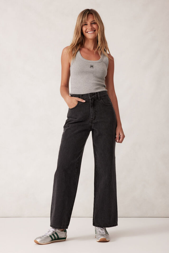 CERES LIFE | ZOE CONTOUR RIB SCOOP TANK - GREY