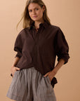 CERES LIFE | PETA OVERSIZED SHIRT - CHOCOLATE