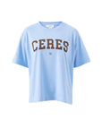 CERES LIFE | STEVIE SLOUCHY TEE - BLUE / CHOCOLATE VARSITY
