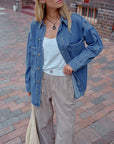 CERES LIFE | BOBBI SIDE POCKET DENIM SHACKET - INDIGO