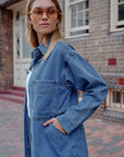 CERES LIFE | BOBBI SIDE POCKET DENIM SHACKET - INDIGO