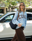CERES LIFE | OVERSIZED SLOUCHY CREW - CHALK BLUE