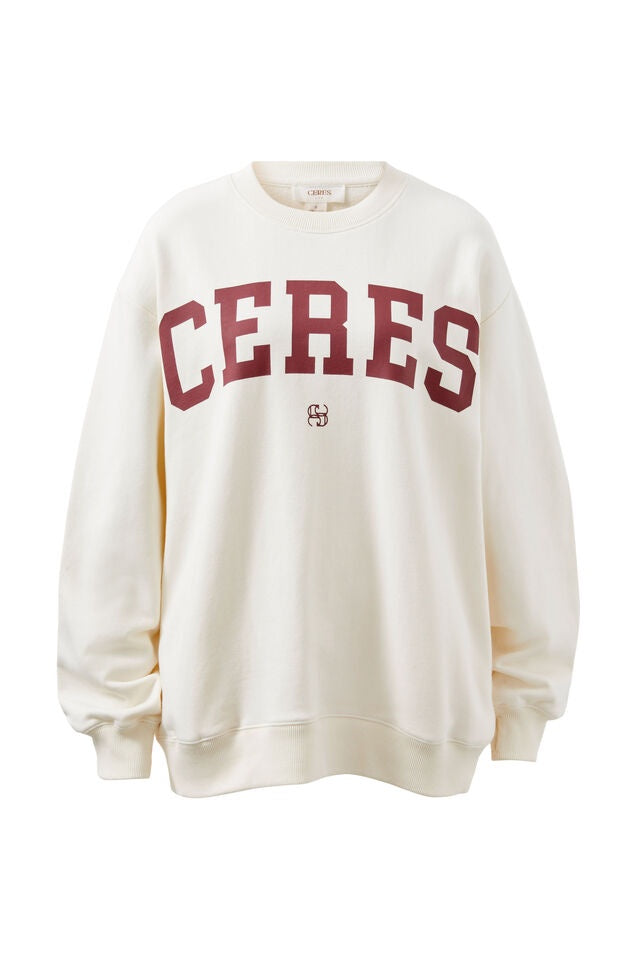 CERES LIFE | ISLA OVERSIZED SLOUCHY CREW - WINTER WHITE