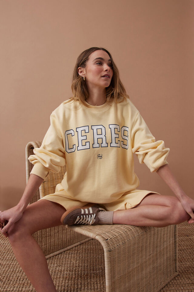 CERES LIFE | ISLA OVERSIZED SLOUCHY CREW - SUNNY YELLOW