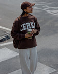 CERES LIFE | ISLA OVERSIZED SLOUCHY CREW - CHOCOLATE