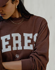 CERES LIFE | ISLA OVERSIZED SLOUCHY CREW - CHOCOLATE