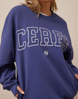 CERES LIFE | ISLA OVERSIZED SLOUCHY CREW - WASHED NAVY / WHITE