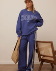 CERES LIFE | ISLA OVERSIZED SLOUCHY CREW - WASHED NAVY / WHITE