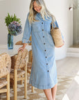 CERES LIFE | RAE LONG SLEEVE YOKE DETAIL MIDI DRESS