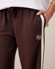 CERES LIFE | GIGI WIDE LEG TERRY TRACKPANT - CHOCOLATE SIDE STRIPE