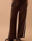 CERES LIFE | GIGI WIDE LEG TERRY TRACKPANT - CHOCOLATE SIDE STRIPE