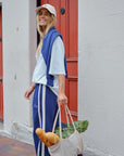 CERES LIFE | GIGI WIDE LEG TERRY TRACKPANT - WASHED NAVY