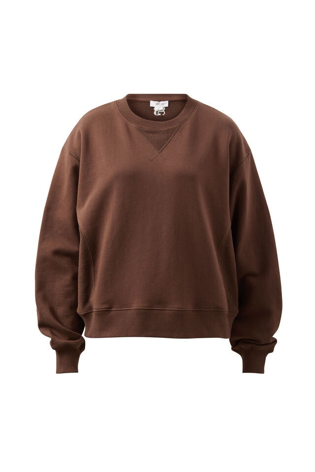 CERES LIFE | RUBY REVERSE PANEL CREW - CHOCOLATE