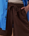 CERES LIFE | LULU REVERSE PANEL SHORT - CHOCOLATE