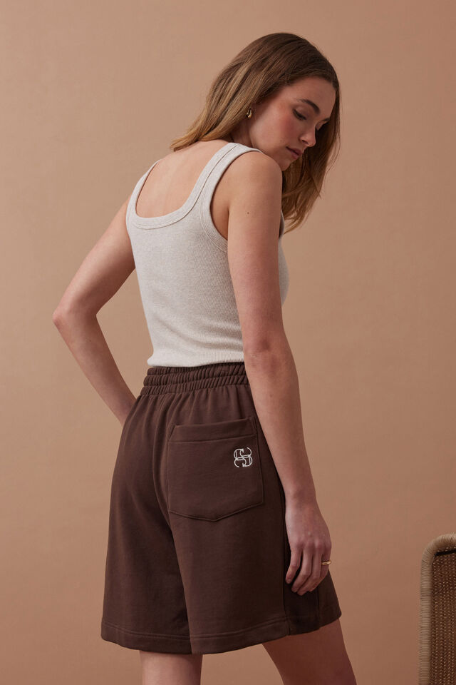 CERES LIFE | LULU REVERSE PANEL SHORT - CHOCOLATE