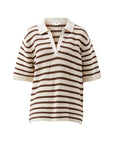 CERES LIFE | MOLLY TEXTURED STRIPE SHORT SLEEVE KNIT TUNIC - CHOC STRIPE