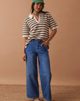 CERES LIFE | MOLLY TEXTURED STRIPE SHORT SLEEVE KNIT TUNIC