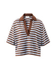 CERES LIFE | ARLIE SHORT SLEEVE RUBGY - CHOC / CHALK STRIPE