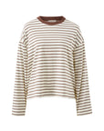 CERES LIFE | BEAU LONG SLEEVE SLOUCHY TEE - MILK/BROWN STRIPE