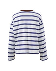 CERES LIFE | BEAU LONG SLEEVE SLOUCHY TEE - WHITE/POLO CHOC STRIPE