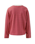 CERES LIFE | BEAU LONG SLEEVE SLOUCHY TEE - MULBERRY/RED/STONE STRIPE