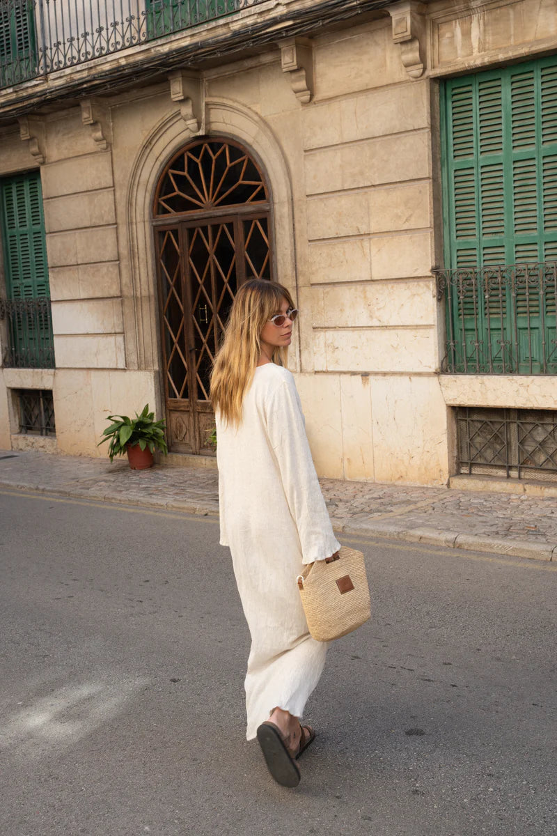 NIM | LEATHER TRIMMED RAFFIA BB