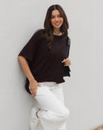 MINT | SHORT SLEEVE KNIT - DARK CHOCOLATE