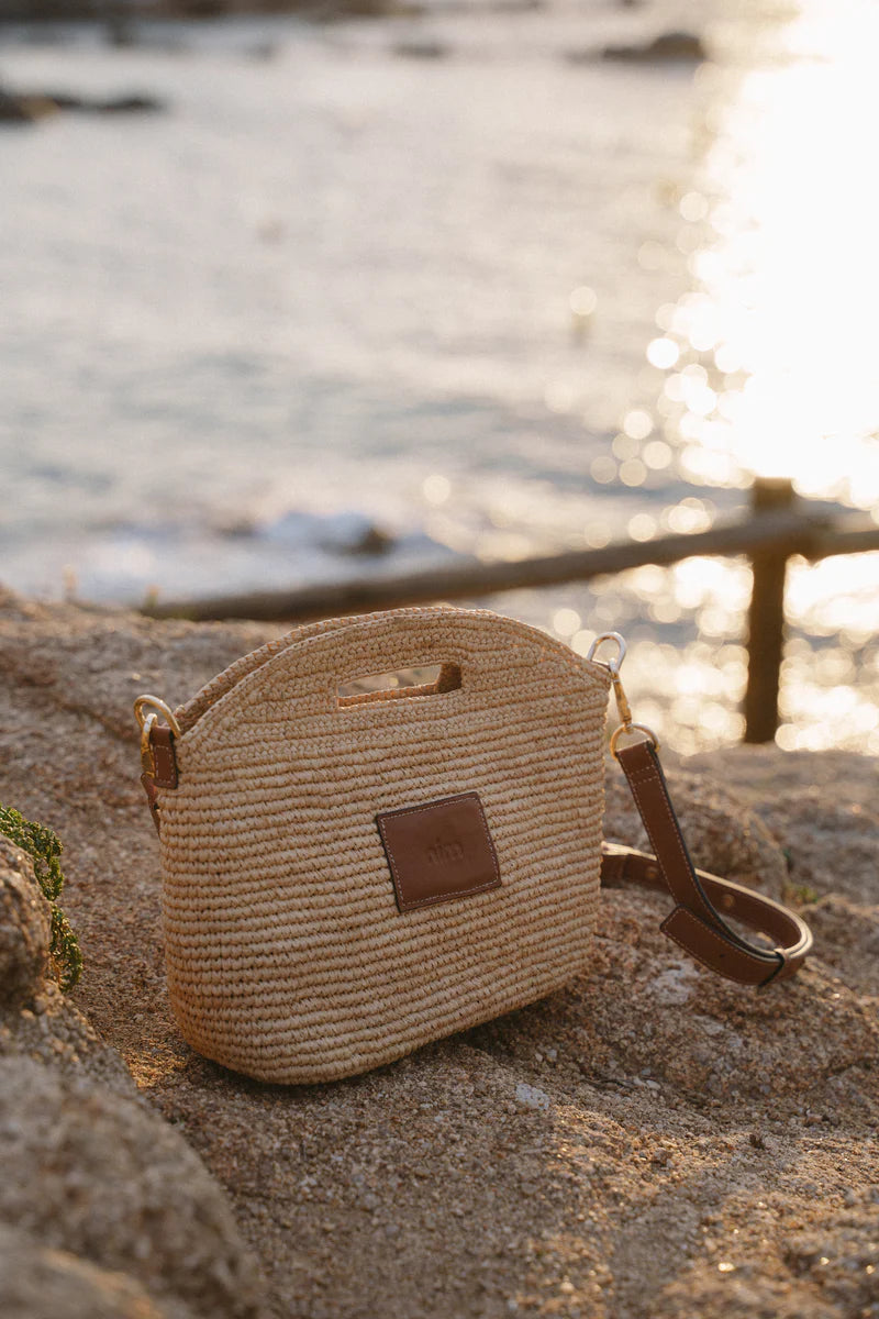 NIM | LEATHER TRIMMED RAFFIA MINI