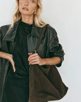 VESTIRSI | SAVANNAH DARK CHOCOLATE SUEDE HOBO BAG