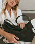 VESTIRSI | EDEN DARK CHOCOLATE SUEDE SHOULDER BAG