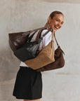 VESTIRSI | EDEN DARK CHOCOLATE SUEDE SHOULDER BAG