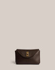 VESTIRSI | SLOANE MINI DARK CHOCOLATE LEATHER CROSSBODY CLUTCH