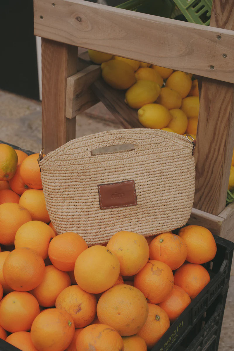 NIM | LEATHER TRIMMED RAFFIA MINI