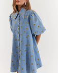 LA BOHEME GIRLS | PEYTON MINI DRESS - DENIM HEARTS