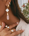 FAIRLEY | ROSE QUARTZ MOTHER OF PEARL HOOKS