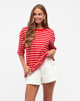 MINT | MIMI STRIPE TEE - RED / PINK