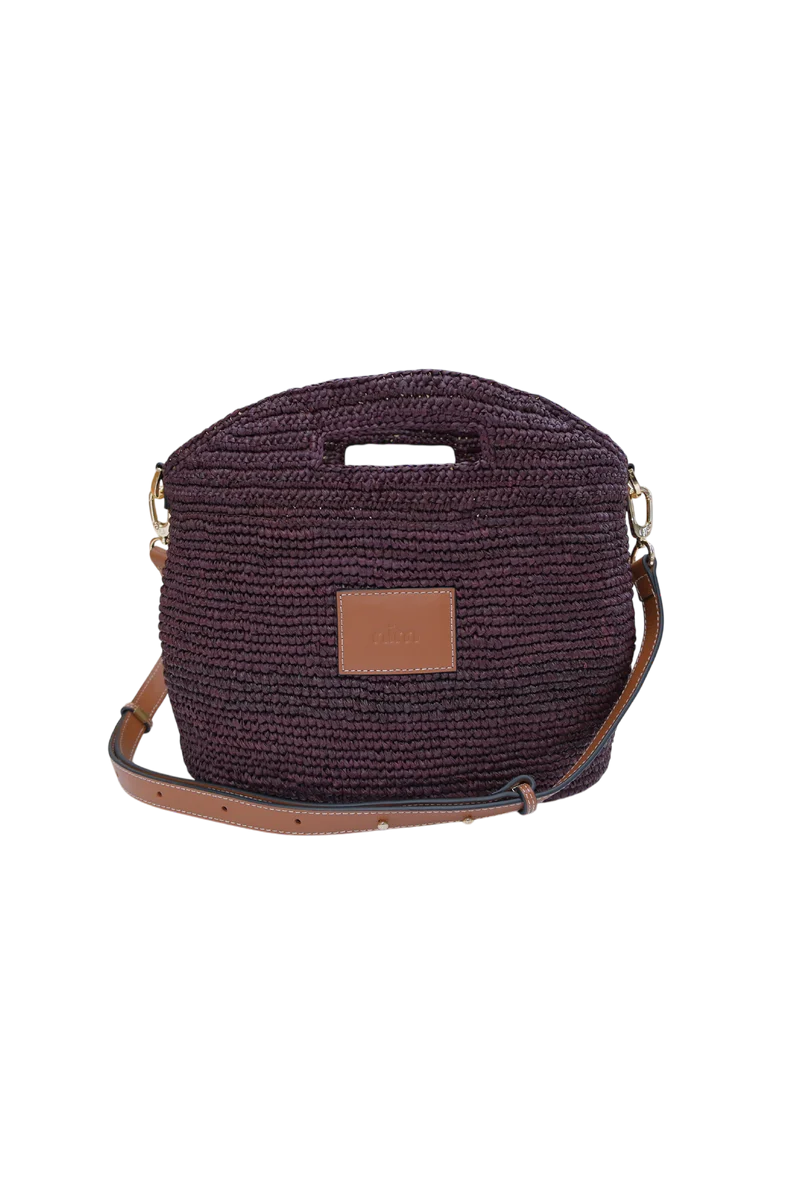 NIM | LEATHER TRIMMED RAFFIA BB - COCOA