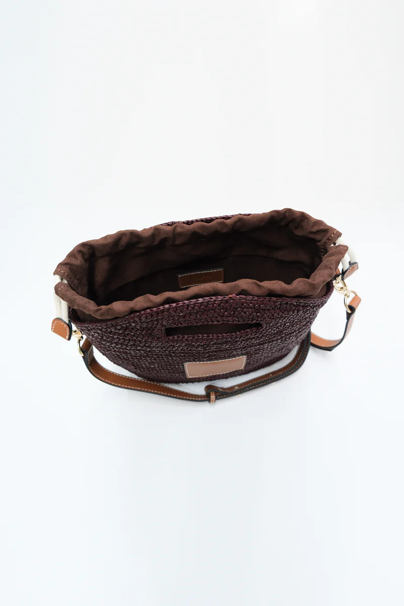 NIM | LEATHER TRIMMED RAFFIA BB - COCOA