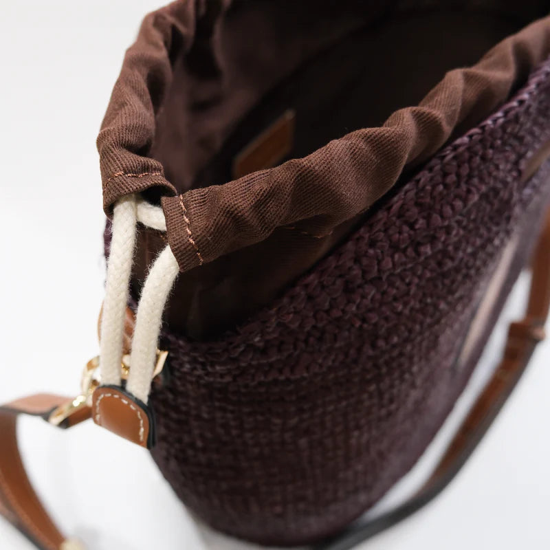 NIM | LEATHER TRIMMED RAFFIA BB - COCOA